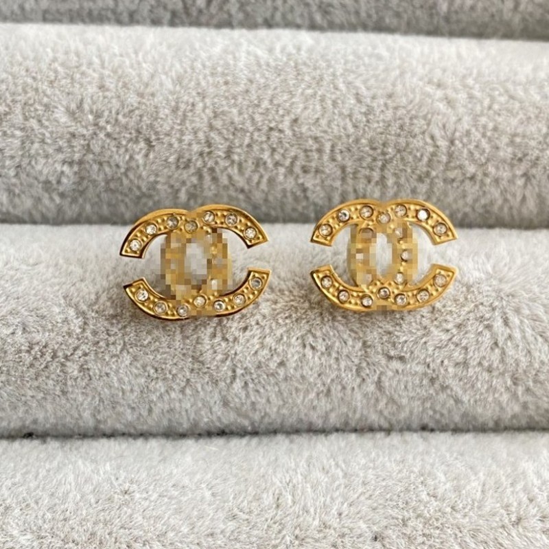 No Fading Luxury Designer Earrings Titanium Steel 3D Simple Letter Fashion Earrings With CZ Stones Trendy Jewelry For Christmas