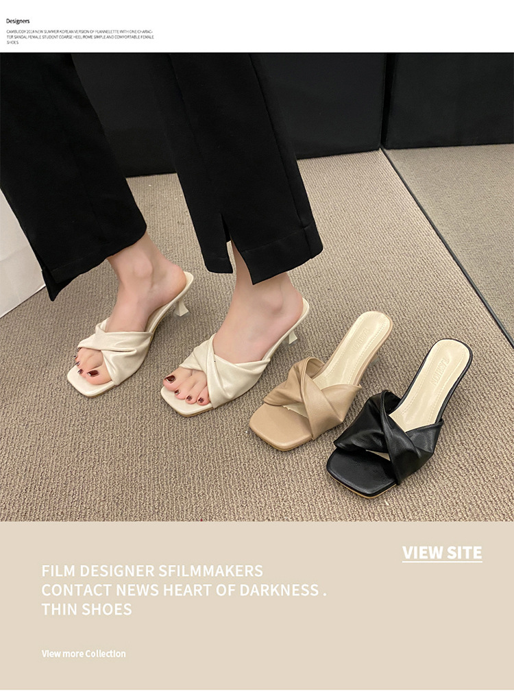 Women Twisted Knot Low Kitten Heel Mules, Square Open Toe Backless Slip On Soft Leather Casual Summer Dress Slide Sandals