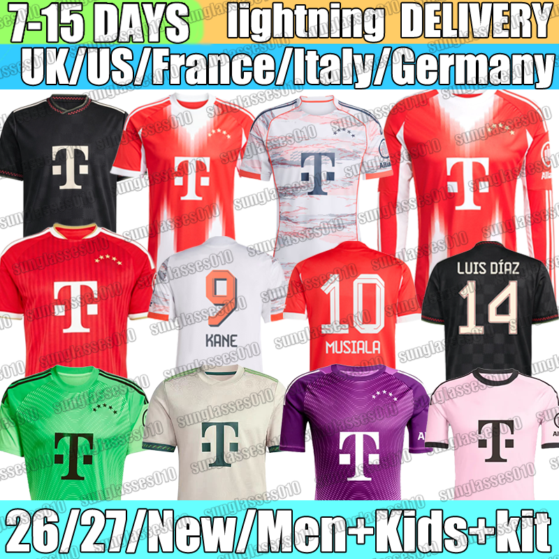 2026 fc bayern J. Palhinha #16 Luis Diaz #14 KANE #9 Olise #17 N.JACKSON Gnabry Soccer Jerseys Musiala #10 KIMMICH #6 Karl Upamecano Jerseys 26 27 Football Shirt Men Kids kit Kits