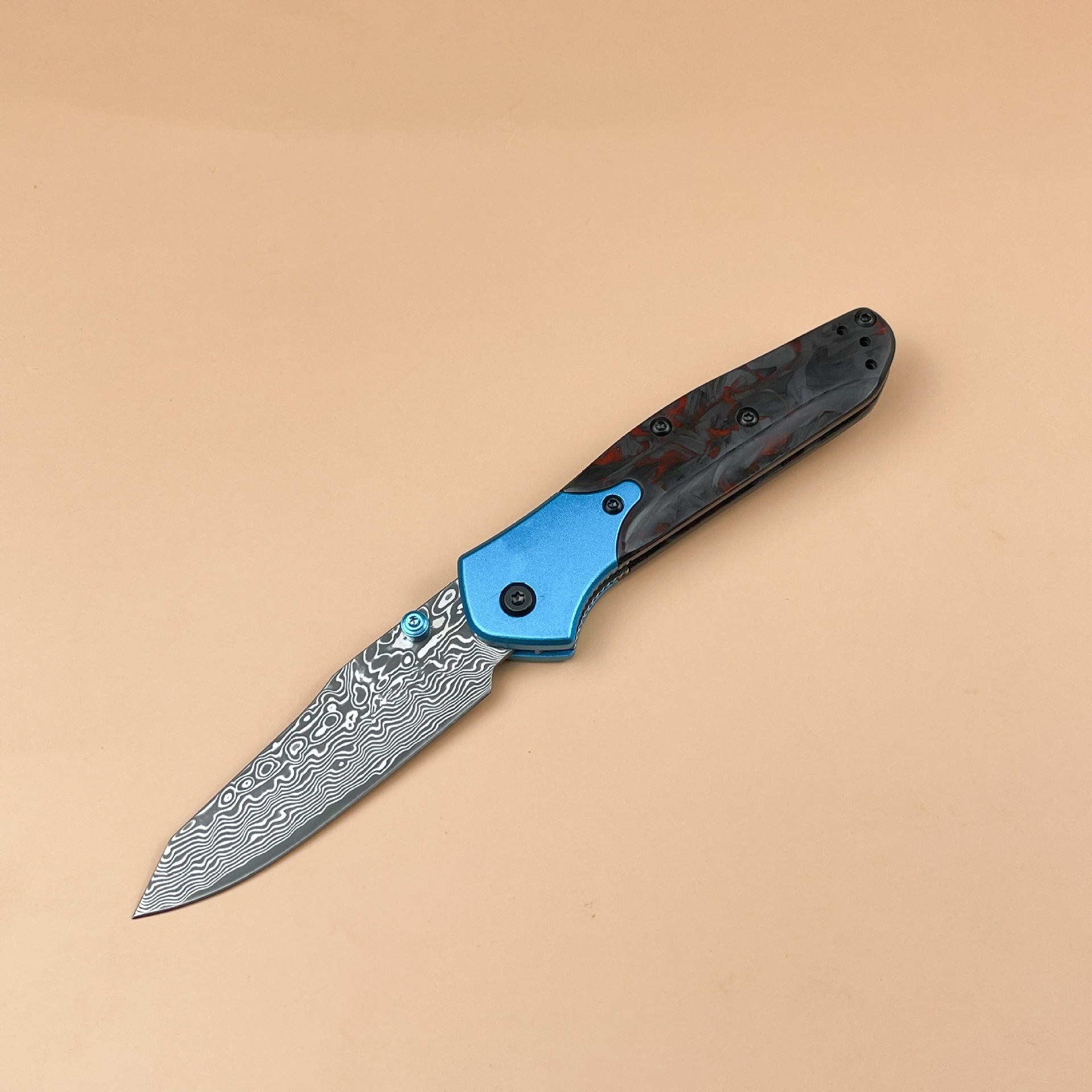 BM 945- Gold Mini Class O Sbor Ne Folding Knife 2.92" Vg10 Damascus Blade Carbon Fiber Handle Outdoor Hunting Camping Knife