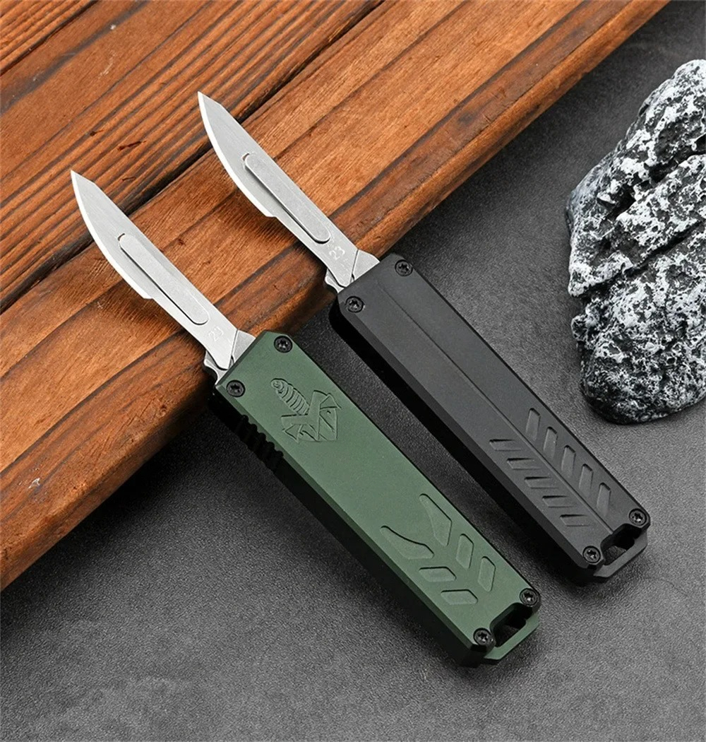 Removable Blades Mini Pocket Assisted Knife Aluminum Alloy Handles Outdoor Camping Cutting Tools for Gifts