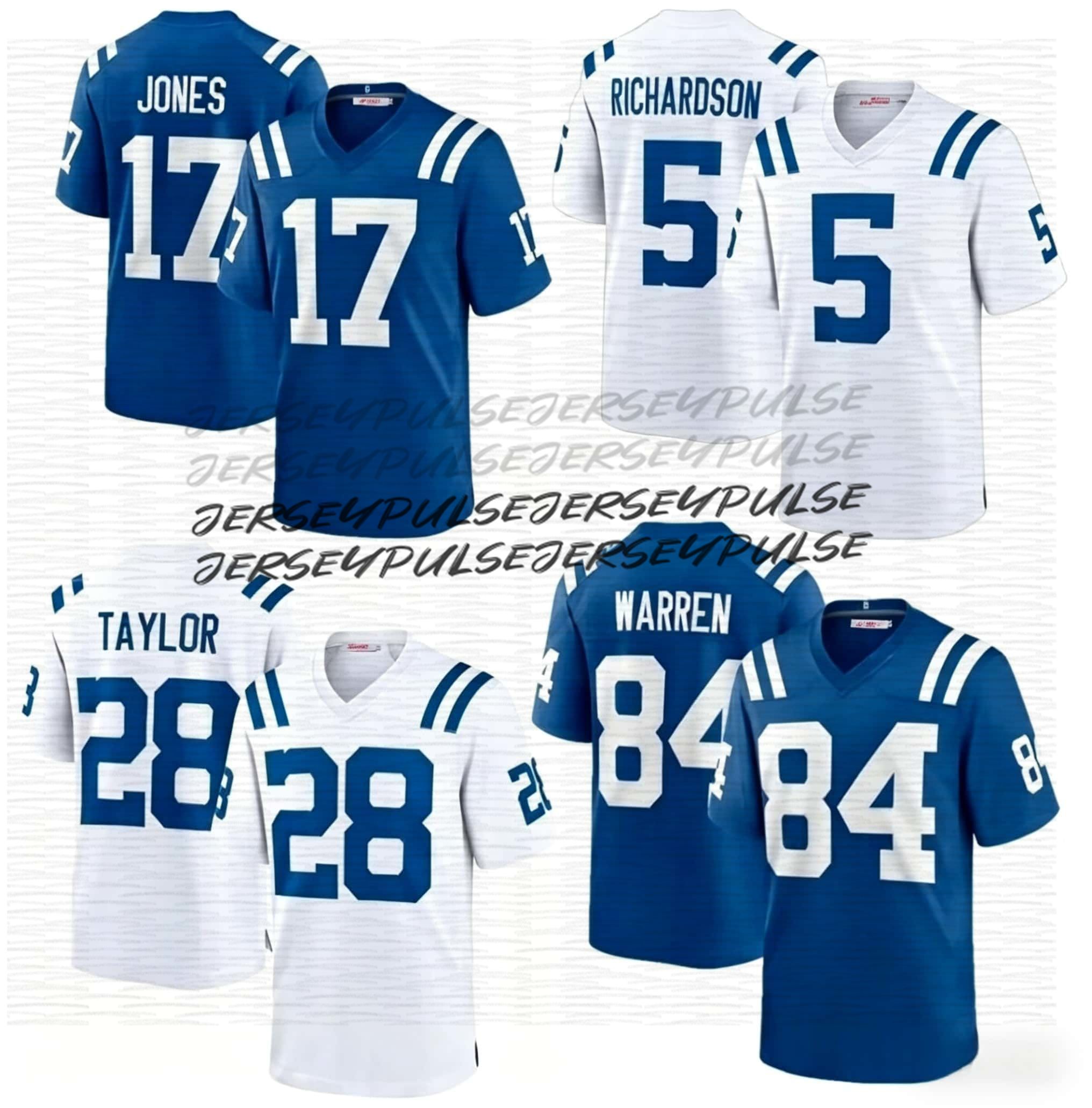 28 Jonathan Taylor Football Jersey 5 Anthony Richardson Adonai Mitchell Michael Pittman Jr Quenton Nelson Nick Cross Laiatu Latu Daniel Jones Tyler Warren