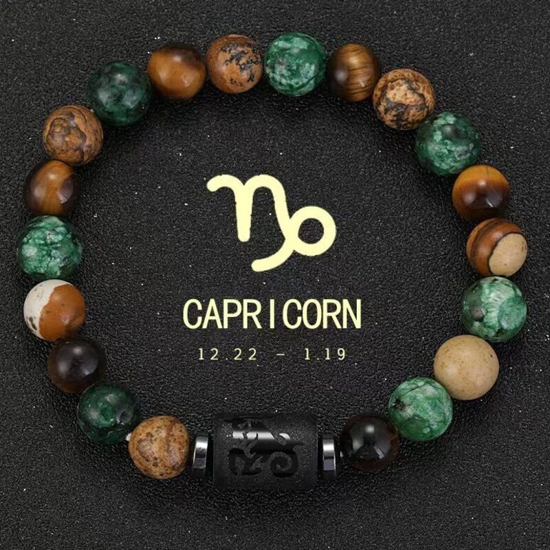 Mens Bracelet Designer Bangle Luxury Bracelet Designer Zodiac Agate Tiger Eye Agate Mixed Beads Elastic Bracelet Natural Stone Jewelry Birthday Gift