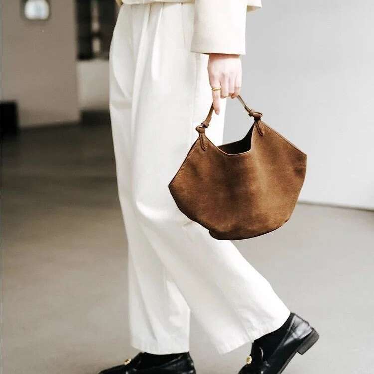 New Cross Border Model Khi Te Frosted Cowhide Simple Niche Handbag Commuter Bucket Bag Genuine Leather Women S SENYY