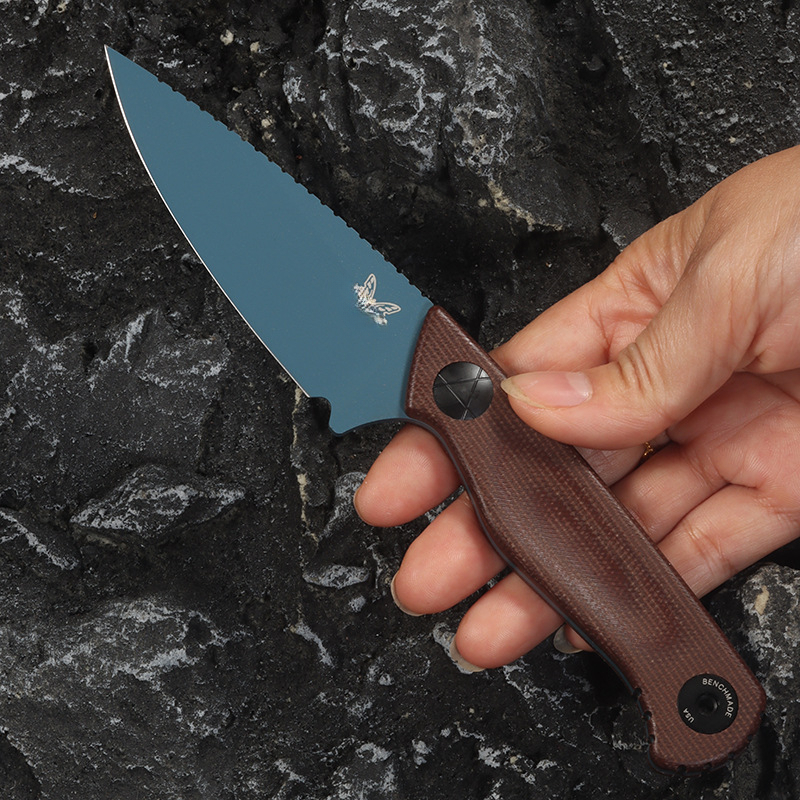 203BT Tactical Fixed Blade Knife - D2 Steel Blade with Hemp Handle, Outdoor Survival Hunting EDC Camping Hiking Knife