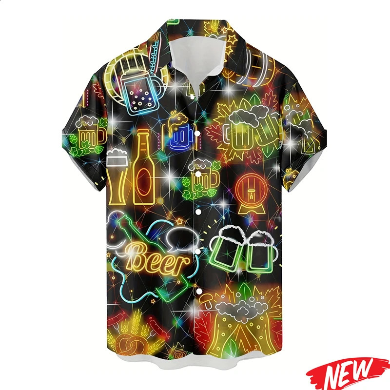 Retro 80s 90s Graphic Hawaiian Shirts For Men Clothing 3d Printing Button Shirt Unisex Fashion Street Lapel Short Sleeve 260424