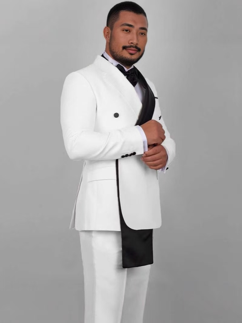 Mens Suits Casual Contrast Color Men 2 Pieces Single Breasted Wedding Groom Tuxedos Customized Blazer Pants Traje Juvenil Masculino