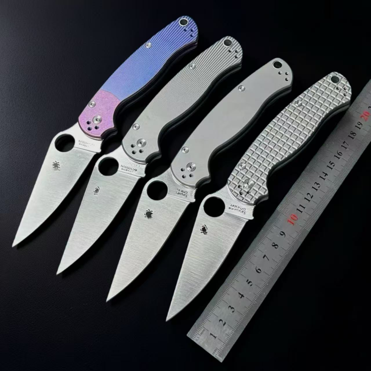 c81 Checkered Aluminum Alloy Handle Folding Knife Outdoor Pocket Knife with Full Steel Handle Camping Hiking Survival Knife Top Pocket Knife