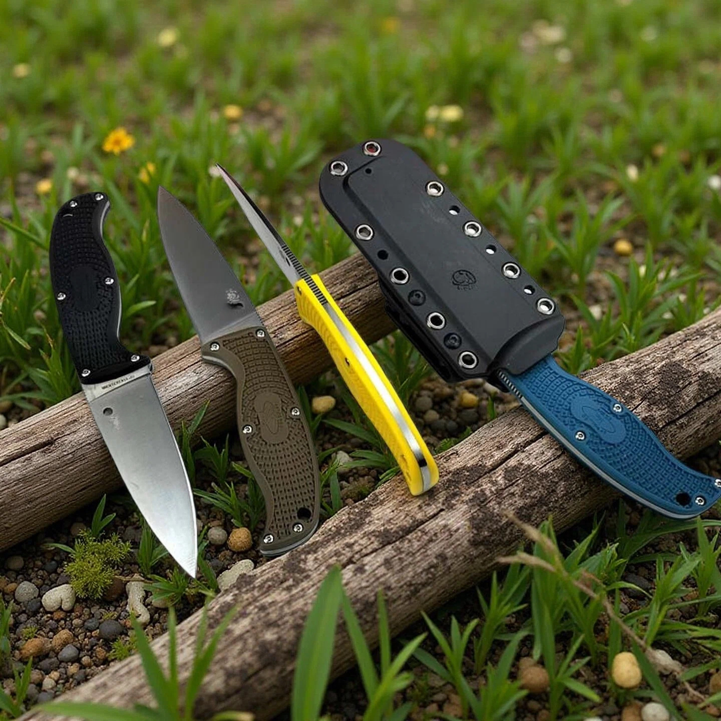 FB31 Camping Survival Tactics And Hunting Handmade Olive Plastic Handle Fixed Blade Knife - A Premium Product For Outdoor Enthusiasts Pocket Knife
