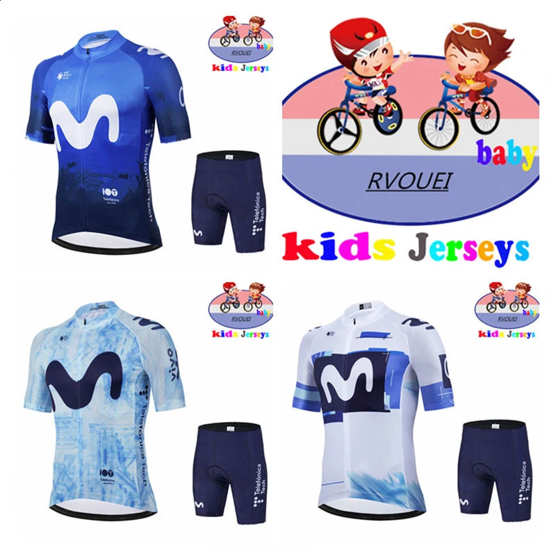 Baby Movistar Team Kids Cycling Jersey Set Boys Girls Cycling Clothing Children Road Bike Shirts Suit Bicycle Pants MTB Maillot 260423