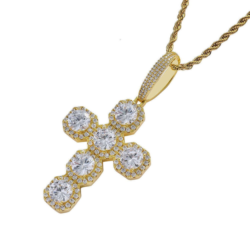 moissanite New European American cross-border style full-diamond cross pendant with large cubic zirconia and diamond arrangement, fashionable, light l - view 7