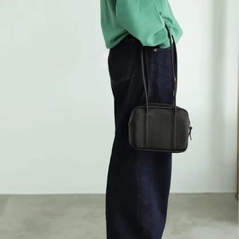Luxury Top Layer Cowhide Handbag, Japanese Korean Boston Cylindrical Bag, Bowling Style Short Handle Square Single Shoulder Purse SENYY