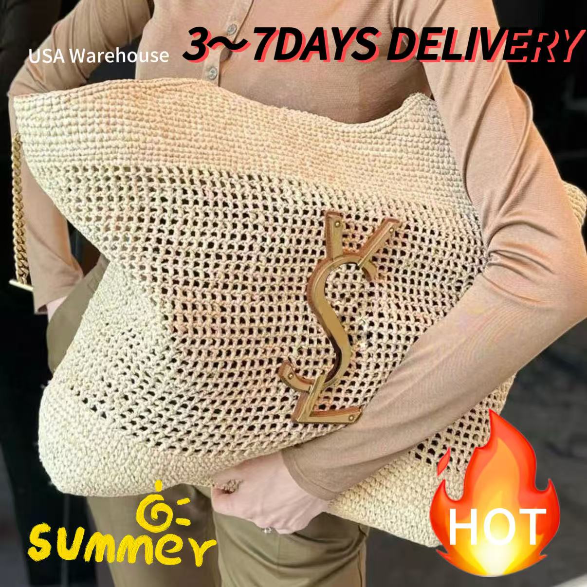 1:1 ysl bag 10A tote ICARE Designer Bags 2026 Trends handbag shoulder bag raffia grass icare leather Crossbody Bag hobo bag Large capacity