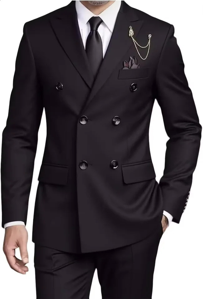 Mens Double-Breasted Suit SetBusiness Formal Suit with Pants Classic 6-Button n 260424