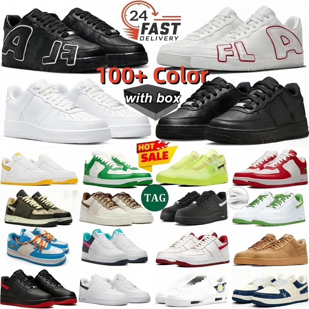 With box Designer Shoes One af1s Casual Running Sneakers Classic 1 Triple White Black Red Wheat Panda Utility Starstruck White Ice Outdoor Sports Runners 1s 35-48