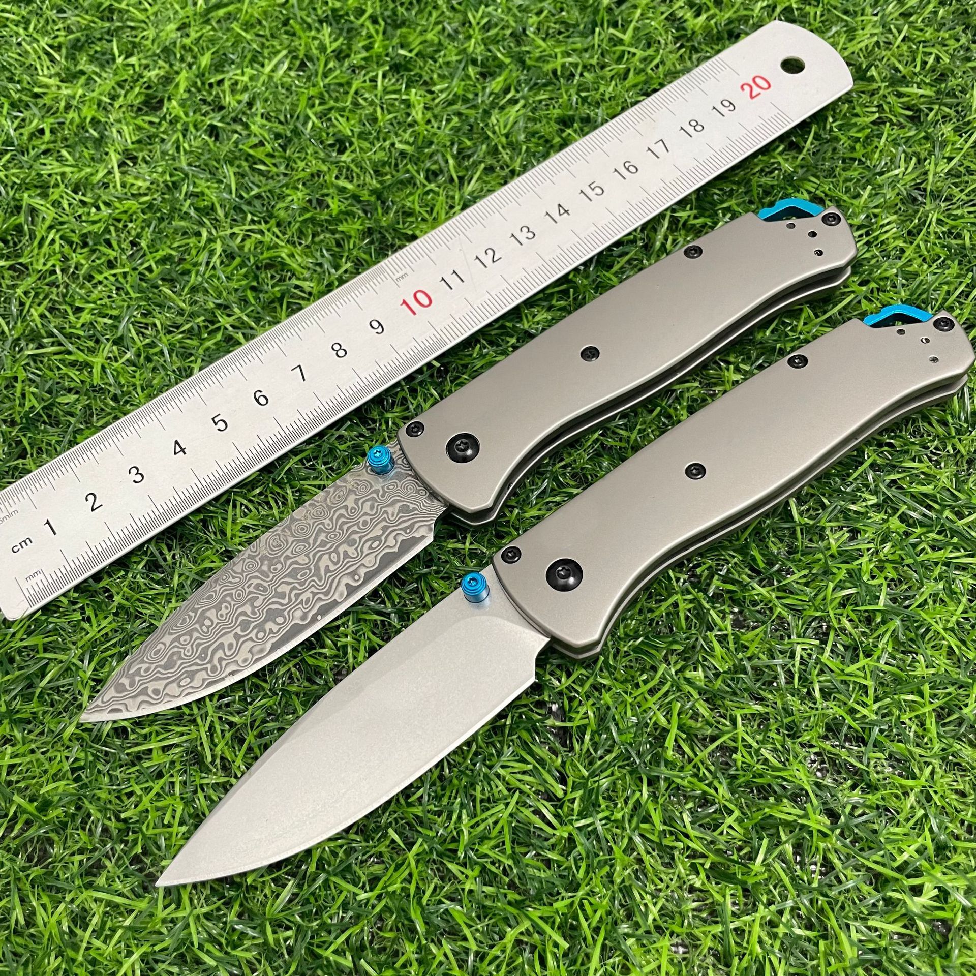 BM Mini 535/533-TI Damascus Titanium alloy Handles Bugout Folding Knife Outdoor camping hunting pocket EDC utility KNIVES