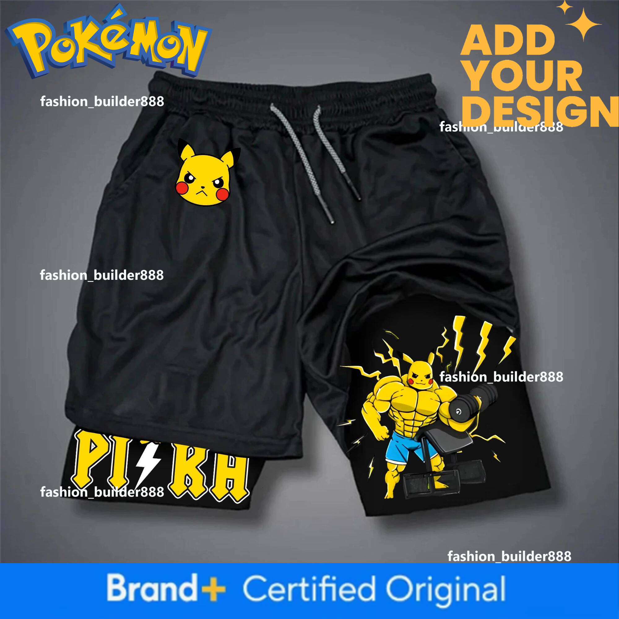 PokeMon Fitness Pikachu Shorts For Men And Women Couple