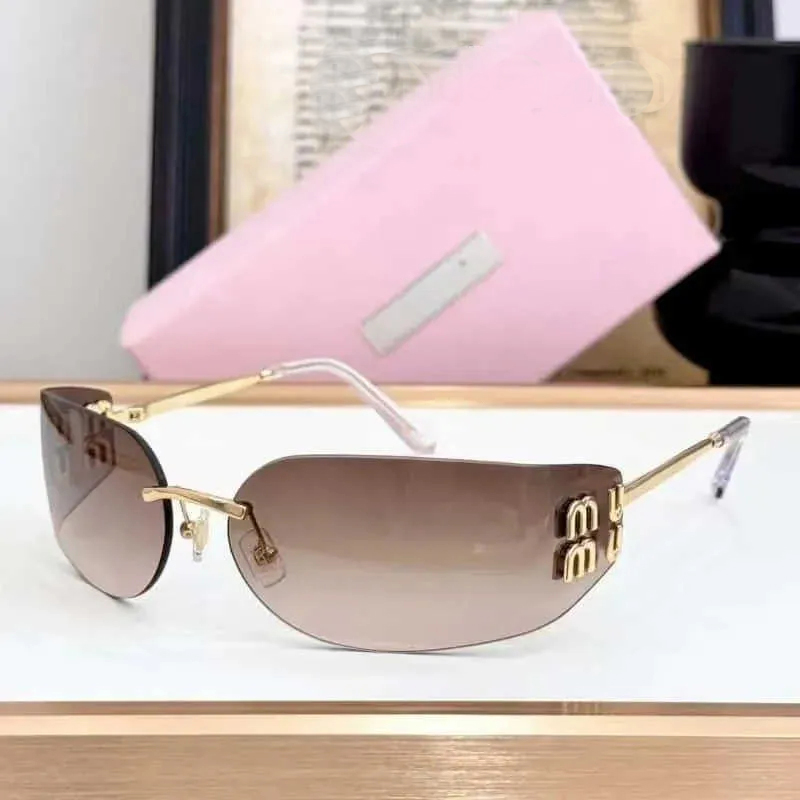 2026 new designer sunglasses women sunglasses mm A51s curved Lenses Frameless glasses Euro american trend glasses men Shades travel driving sunglass with box