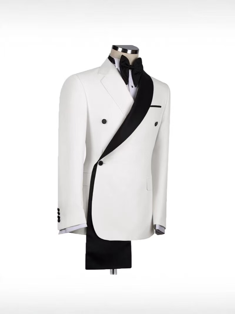 Mens Suits Casual Contrast Color Men 2 Pieces Single Breasted Wedding Groom Tuxedos Customized Blazer Pants Traje Juvenil Masculino