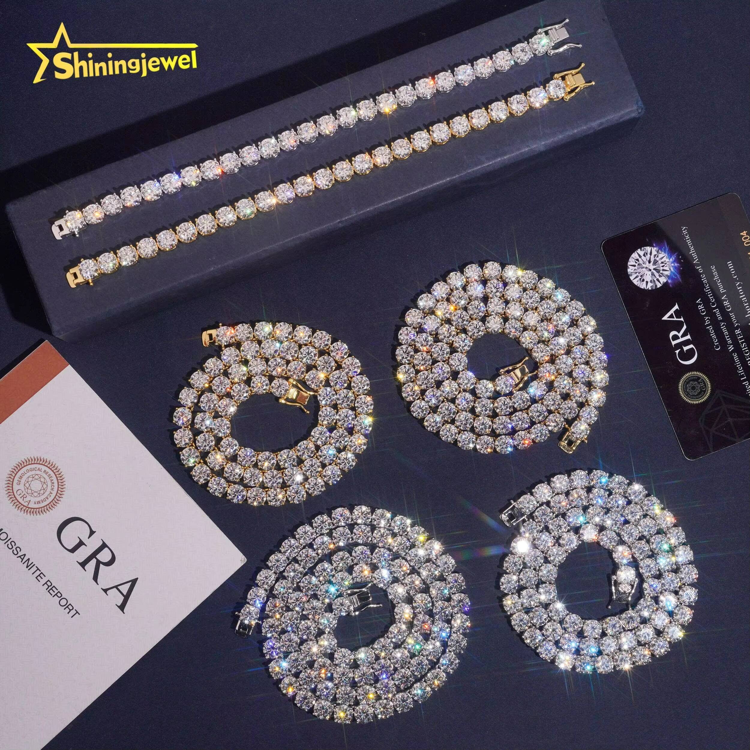 Rose Gold Fast Shipping 925 Silver Jewelry Hip Hop Classic High Quality 2mm 3mm 7 -24 inches Moissanite Diamond Tennis Chain - view 3