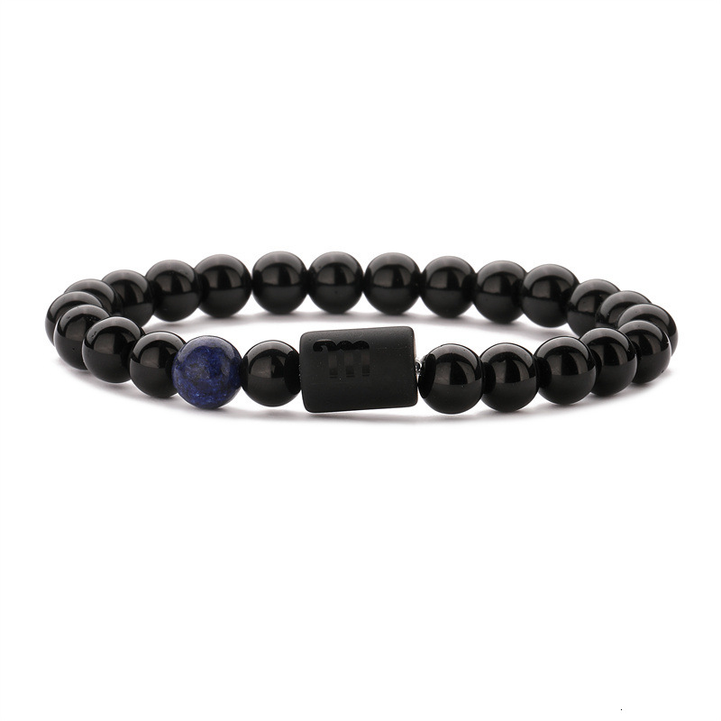 Mens Bracelet Designer Bangle Luxury Bracelet Designer Zodiac Agate Tiger Eye Agate Mixed Beads Elastic Bracelet Natural Stone Jewelry Birthday Gift