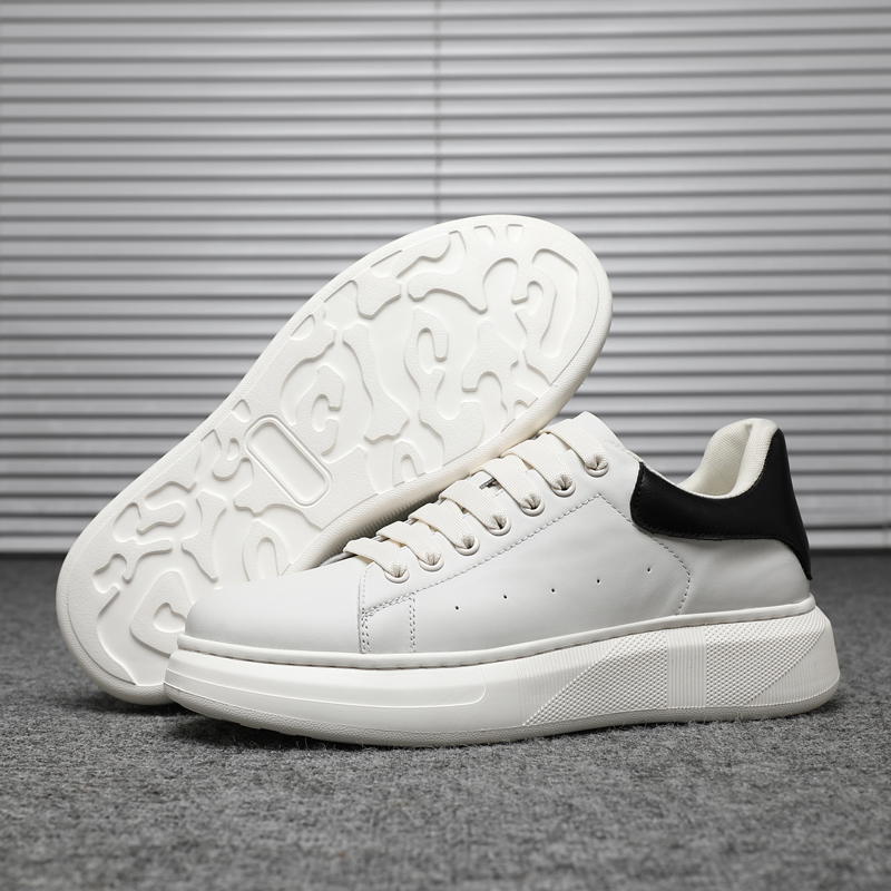 luxury shoes 2026 Men's White Black Heel Platform Sneakers Casual Lace-Up Thick Sole Skate Shoes free shipping