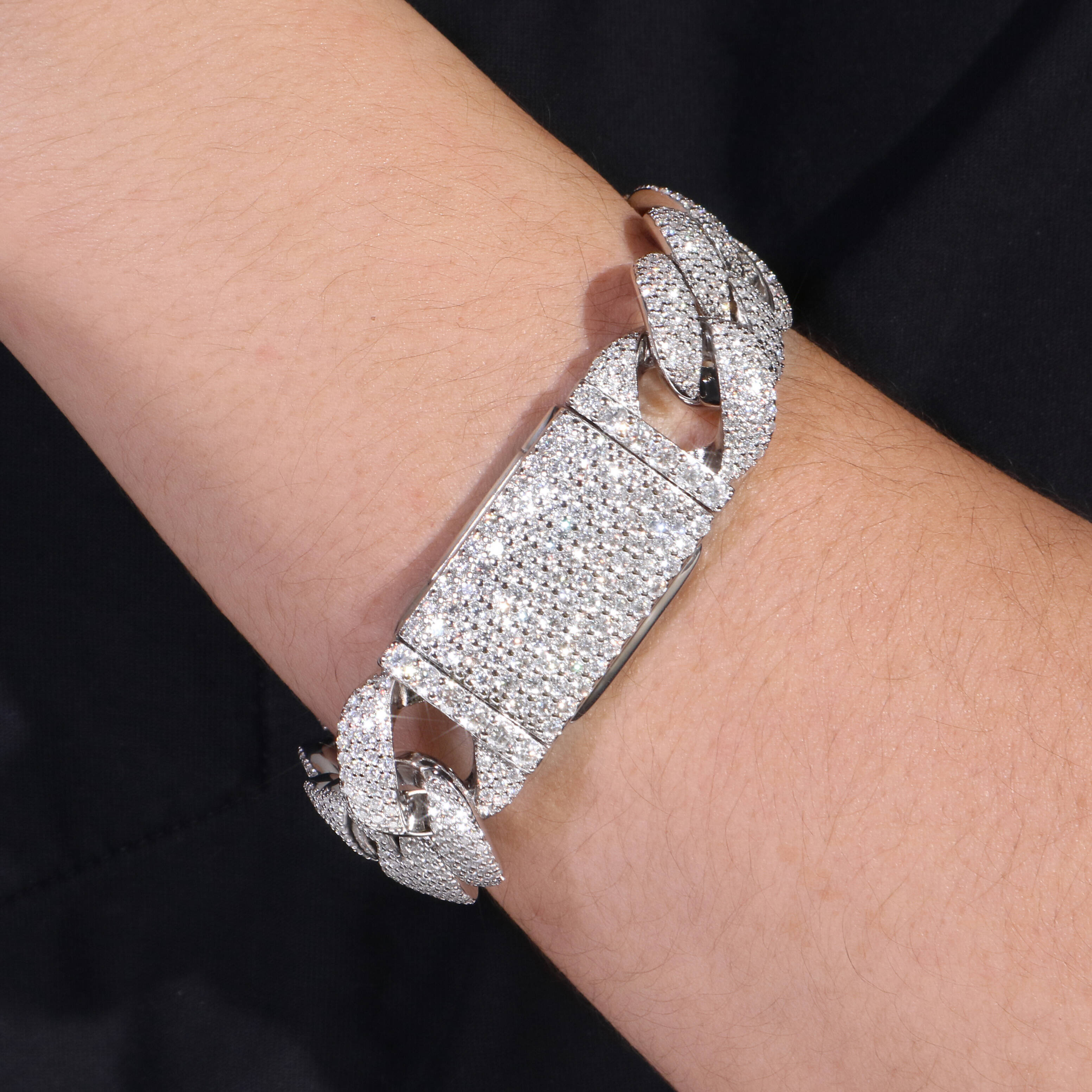 Custom 20mm 925 Sterling Silver Cuban Link Chain Iced Out Full Setting Moissanite Cuban Bracelet - view 4