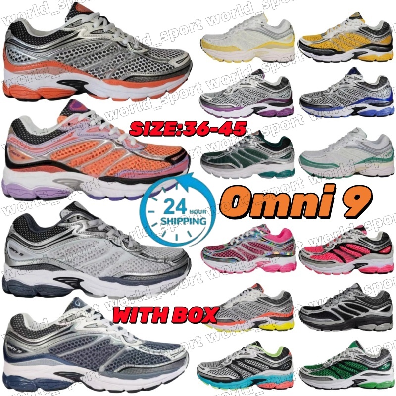 With Box Sauconny Shoes Progrid Omni 9 Designer Sauconyy Shoes Sauconies Outdoor Running Shoes Shock Absorption Wear Resistant Thick Sole Grey Navy Blue Sneakers