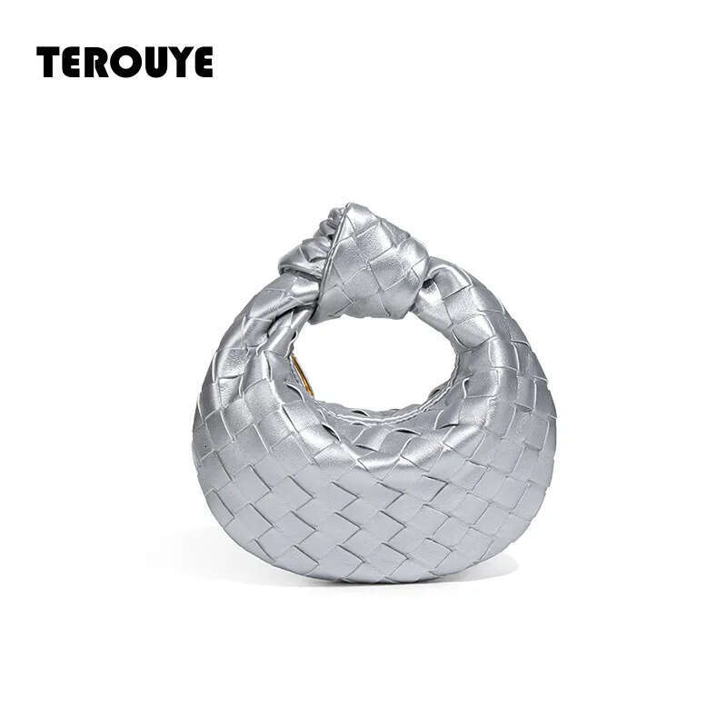 Summer New Women's Mini Handbags Woven Croissant Knotted Dumpling Convenient Lipstick Bags TEROUYE