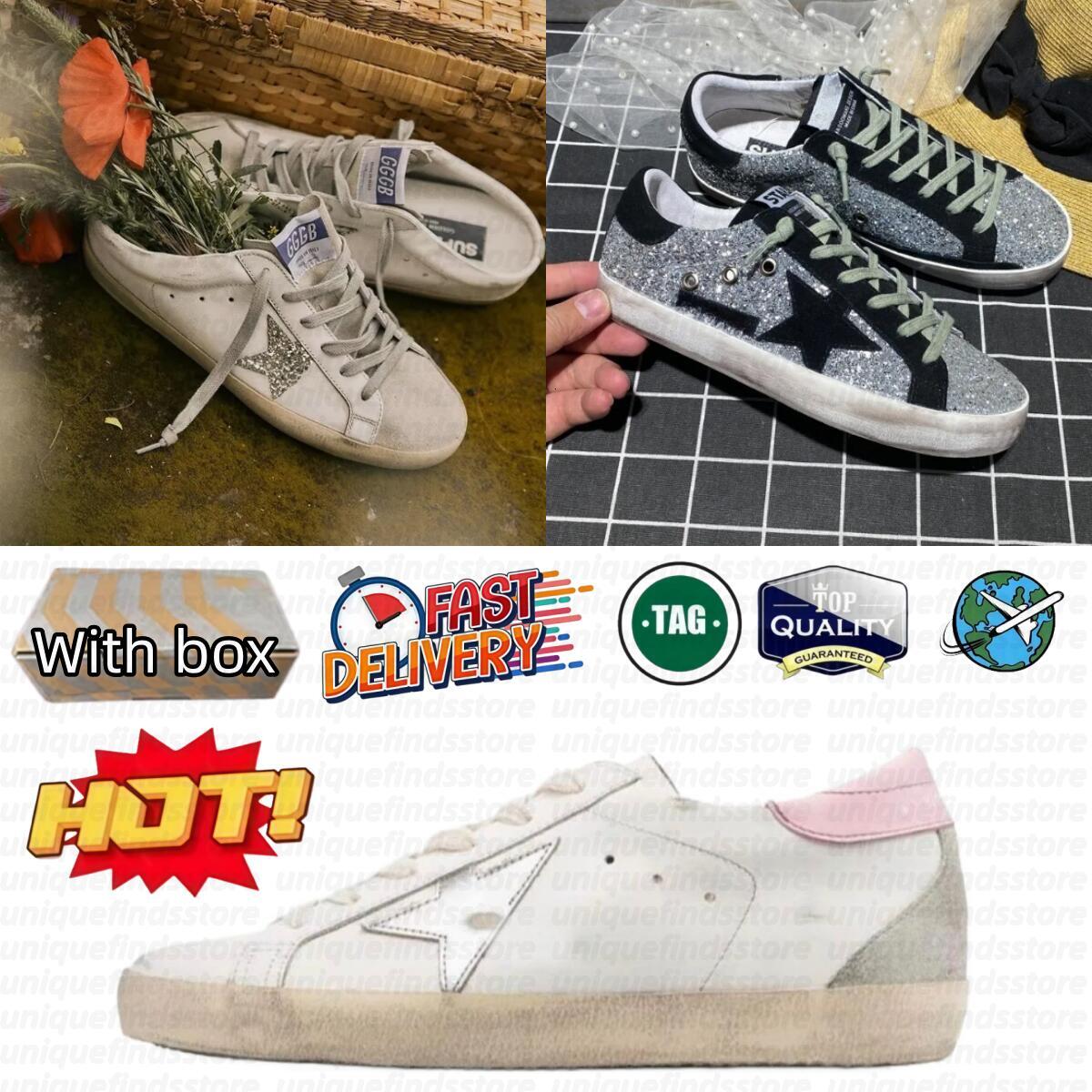 Top Designer shoes Golden Goods sneakers Brand tennis Dad-star Women Mens Running Shoes Italy Sequin Classic White Do-Old Superstares