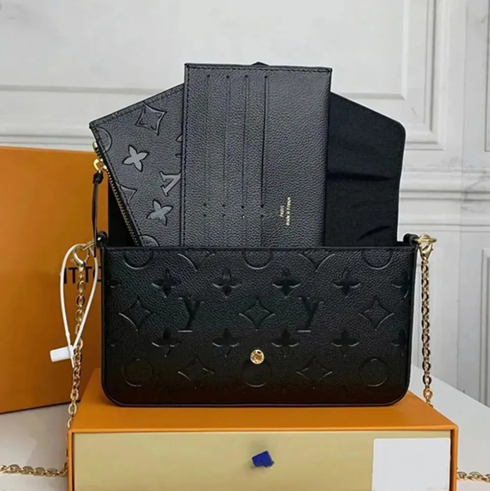 Luxurys Designer Tote Bag Women Crossbody Genuine 2025 Leather fashion Purse Fashion Flower Lady 3in1 Chain Shoulder Bag ladies Handbag high quality with box