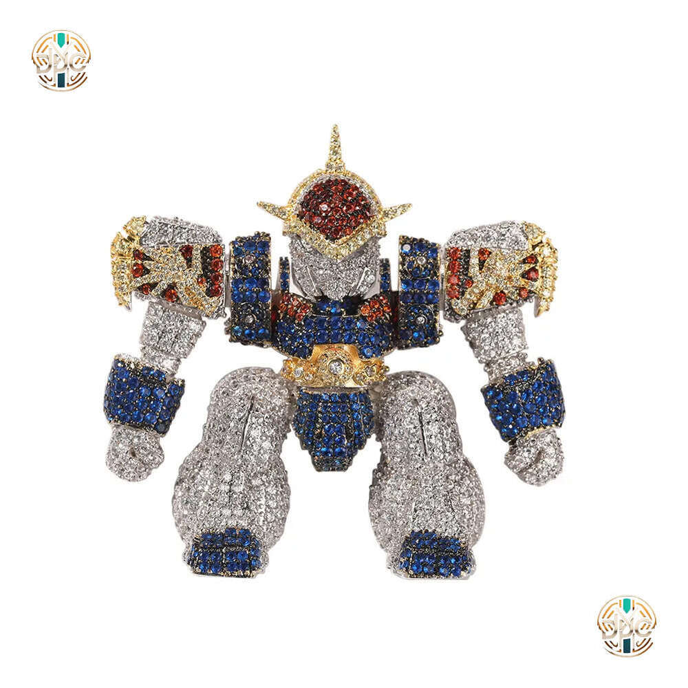 Hip Hop 3D Dragon Warrior Pendant Necklace TopBling Zirconia Real Gold Plated Boy Mens Jewelry