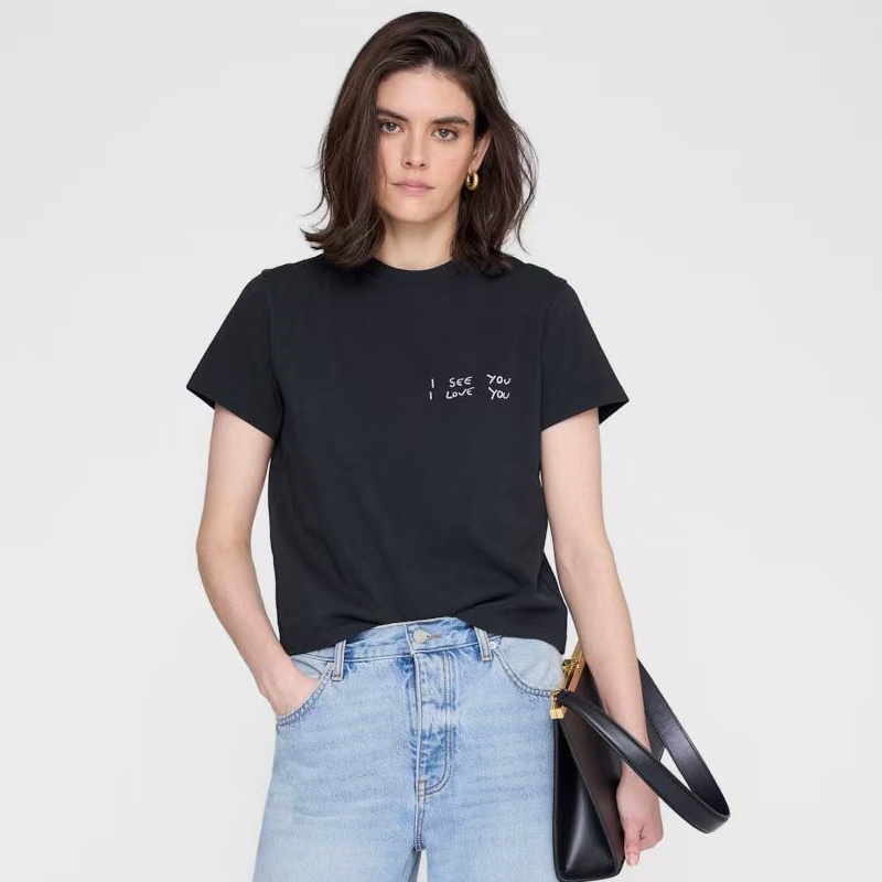 AB Printed Vintage T Shirts Stir-fry Color Washed Tees Short-sleeved T-shirts Women Designer Summer Polo Tops Loose Tee