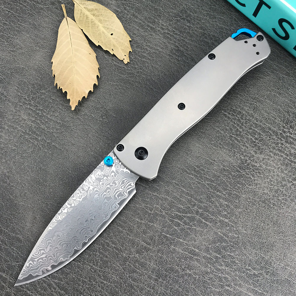 BM 535/535-TI Bugout Folding Knife 3.24" Damascus TC4 Handles Outdoor Camping Hunting EDC Self Defense Pocket Knives Top Ver.