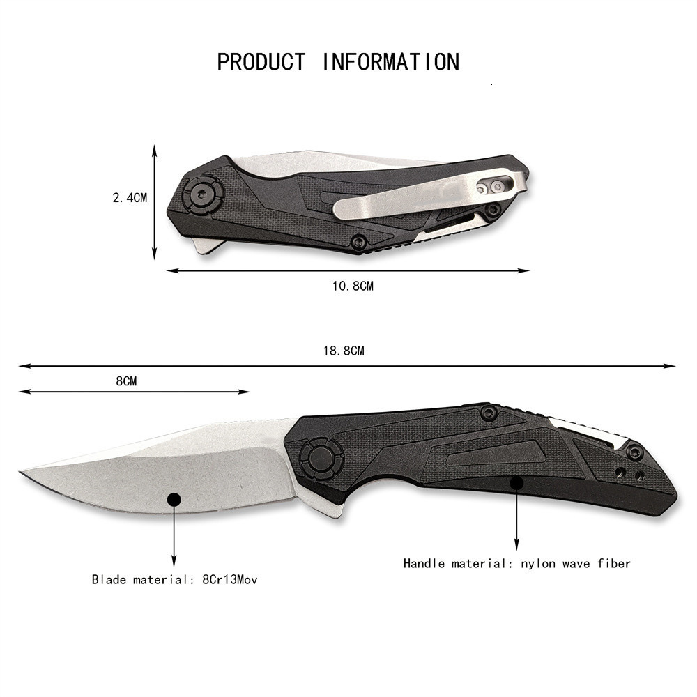 KS 1370 Folding Knife 8Cr13Mov Steel Blade Nylon Composite Carbon Fiber Handle Portable Household Fruit EDC Carry-Along Tool Knife