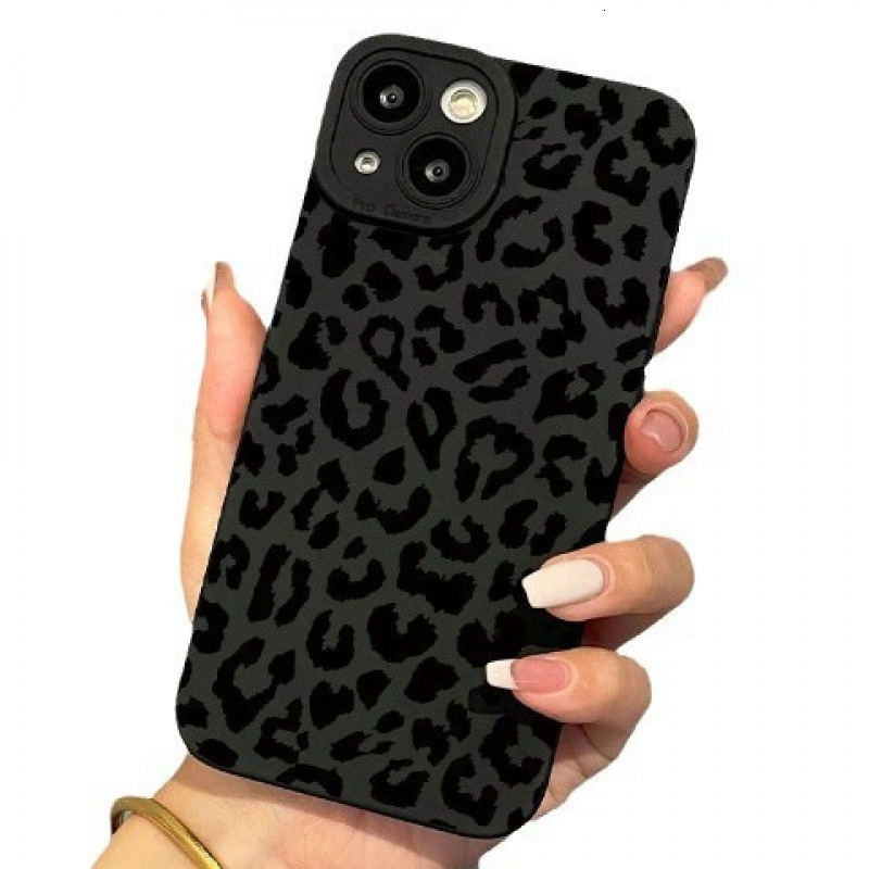 Compatible with Apple 16 Pro Max Creative Personality Leopard Print Phone Silicone 15 Soft Case 14 Shockproof 13 New Model 12 Small