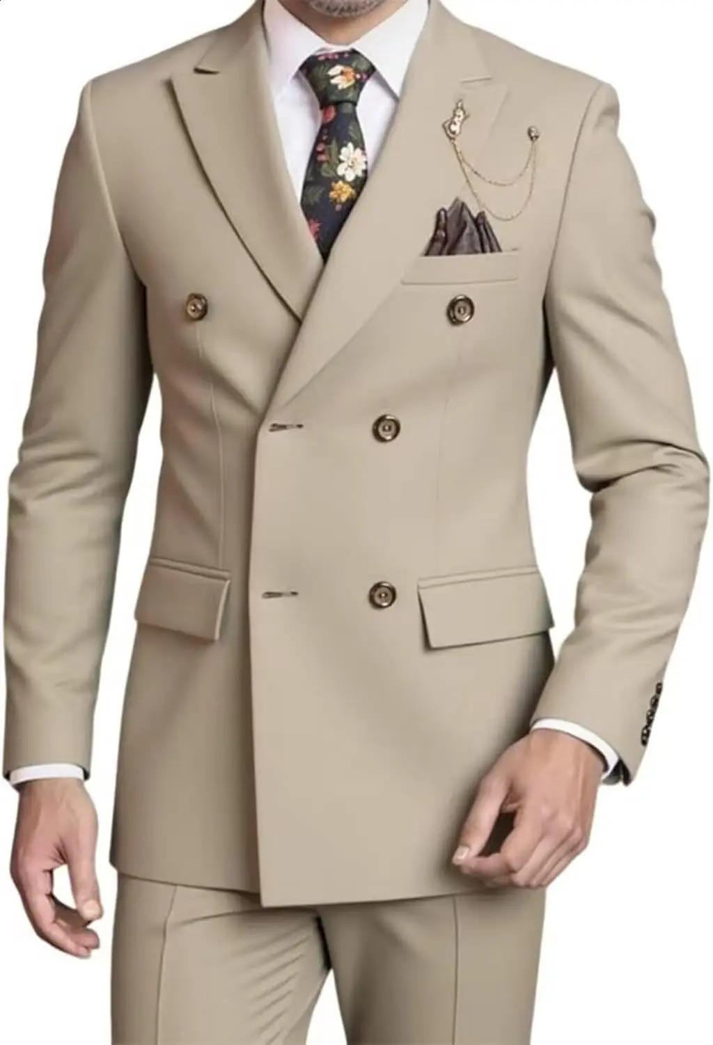 Mens Double-Breasted Suit SetBusiness Formal Suit with Pants Classic 6-Button n 260424