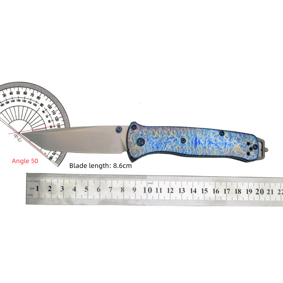 New BM537 Folding Knife D2 Steel High Hardness Titanium Alloy Small Knife Outdoor Pocket Knife