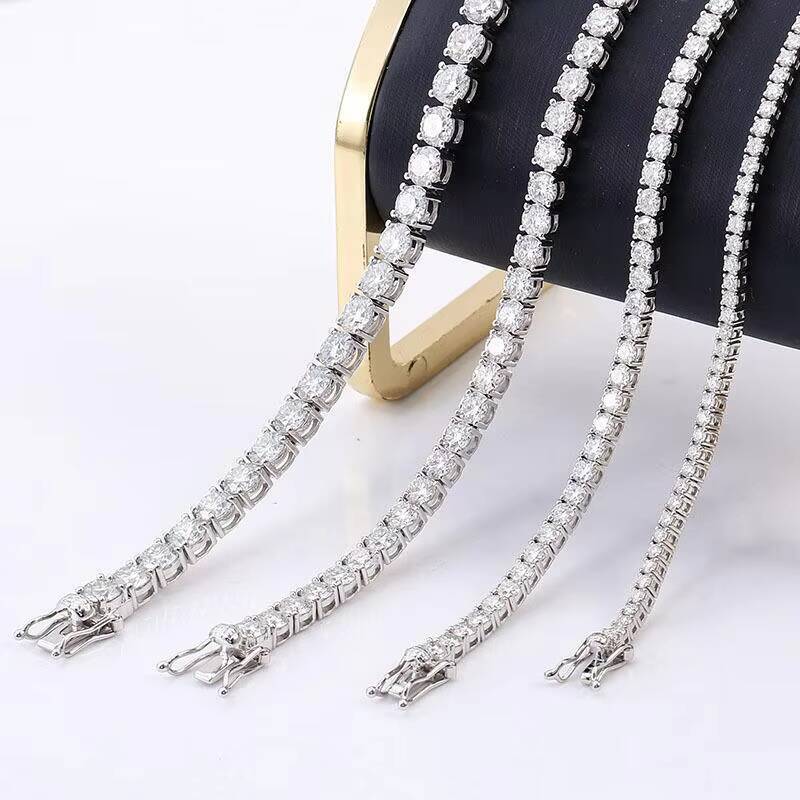 Custom Iced Out White Gold Color 925 Sterling Sliver Mossinate Vvs Tennis Link Chain Mens Necklace Montre Femme Bracelet