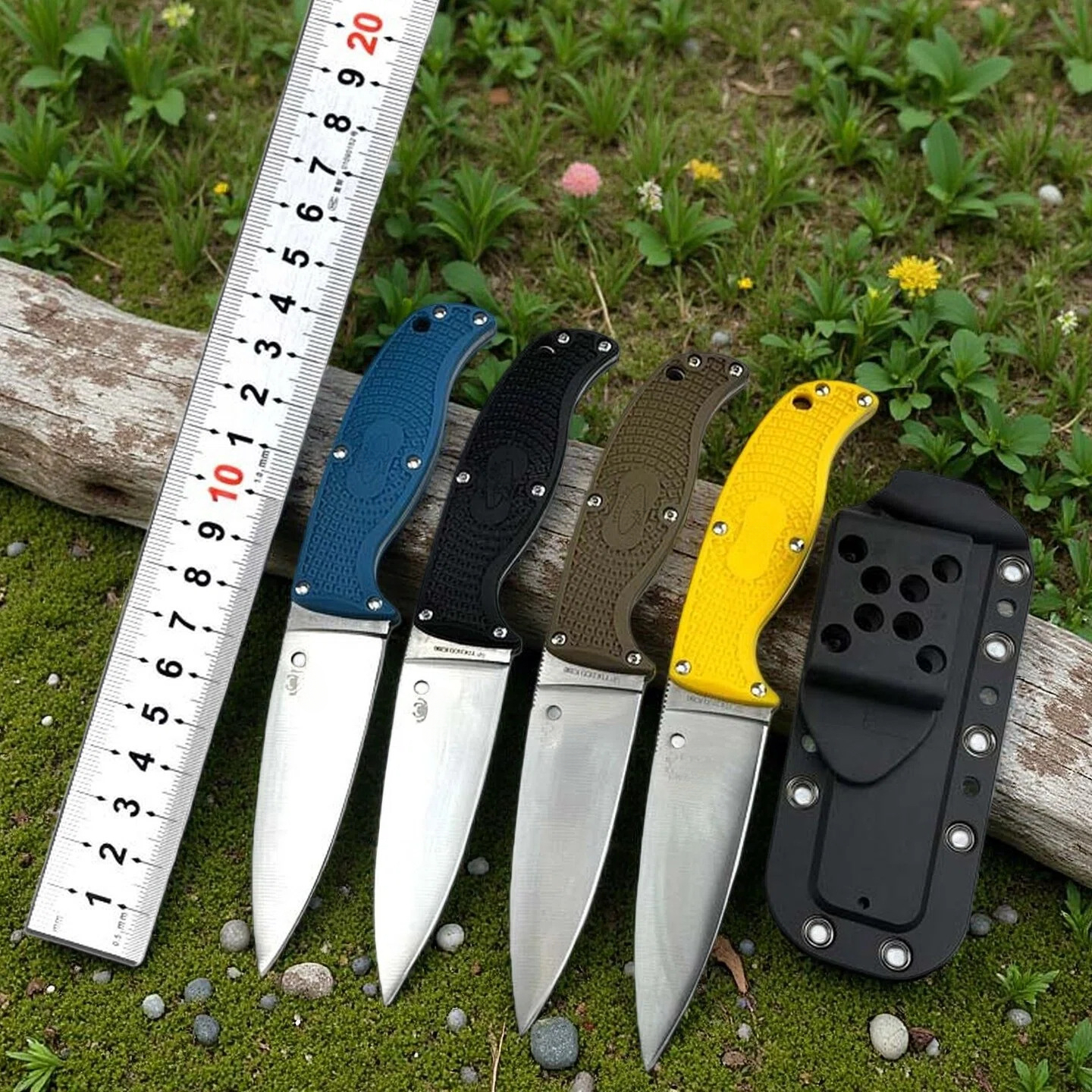 FB31 Camping Survival Tactics And Hunting Handmade Olive Plastic Handle Fixed Blade Knife - A Premium Product For Outdoor Enthusiasts Pocket Knife