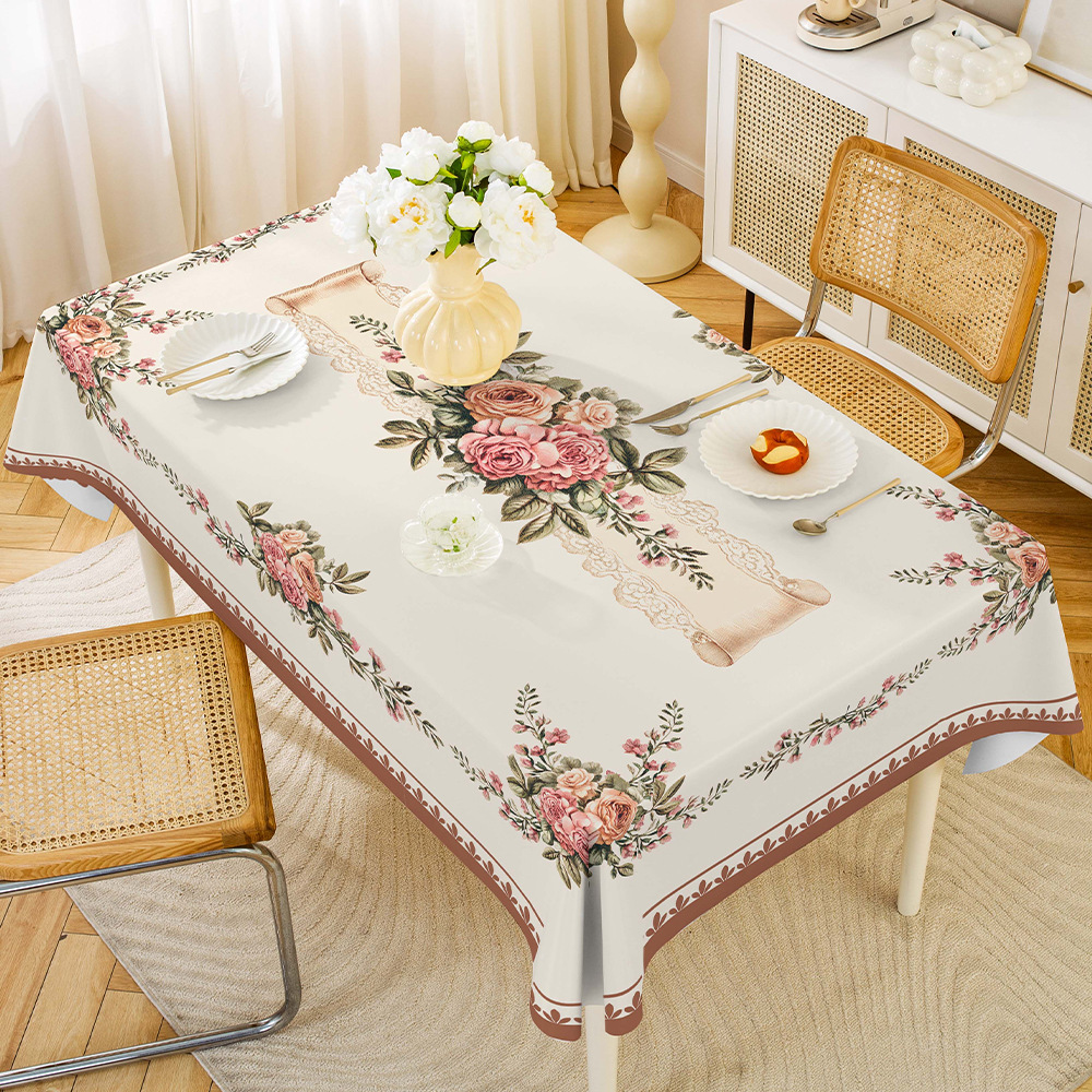 YL-38541 Custom Middle Eastern Style Rectangular Tablecloth, Waterproof, Oil-proof, Wash-free, Household PVC Coffee Table/Dining Table Cloth Wholesale