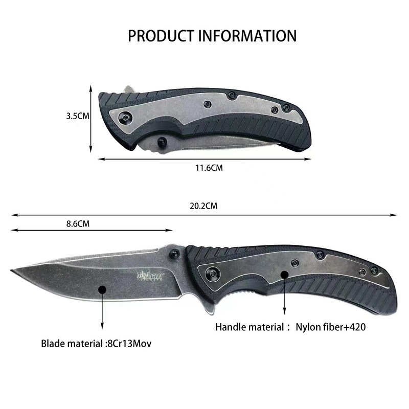 KS1312BW Tactical Folding Knife Survival Rescue Tool Knife Nylon Fiber Inlaid 420 Steel Handle Camping Hunting EDC Folding Knife