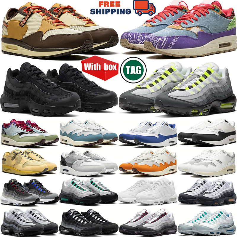 Free Shipping with box 87 95s designer running shoes 1 men women 95 classic sneakers black brown white blue orange pink red yellow indoor outdoor sports trainers