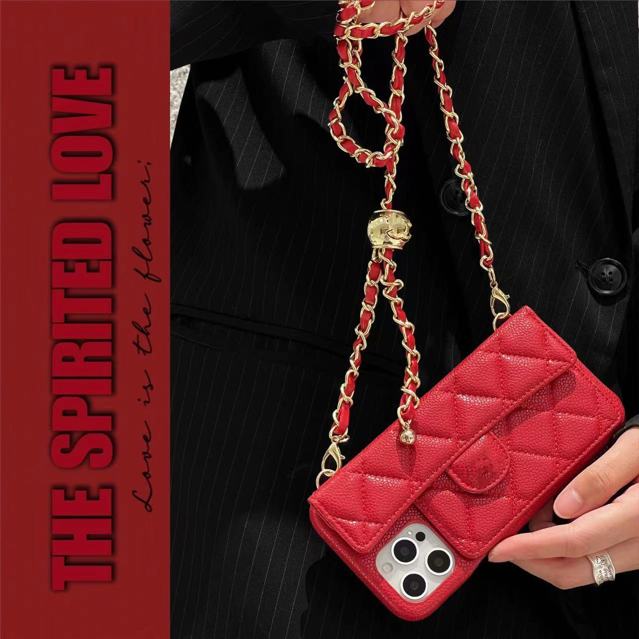 Caviar Diamond Crossbody Case for Apple 17 Pro Max iPhone 15 Slot 11 Chain 12 Card Holder