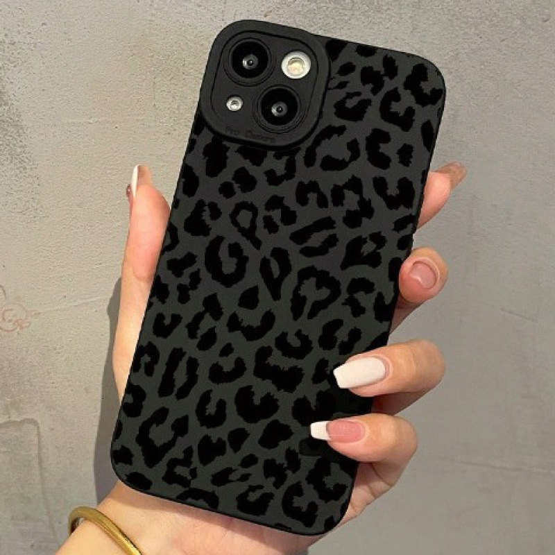 Compatible with Apple 16 Pro Max Creative Personality Leopard Print Phone Silicone 15 Soft Case 14 Shockproof 13 New Model 12 Small