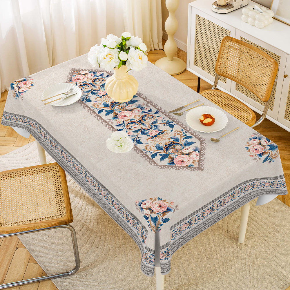 YL-38543 Custom Middle Eastern Style Rectangular Tablecloth, Waterproof, Oil-proof, Wash-free, Household PVC Coffee Table/Dining Table Cloth, Wholesal