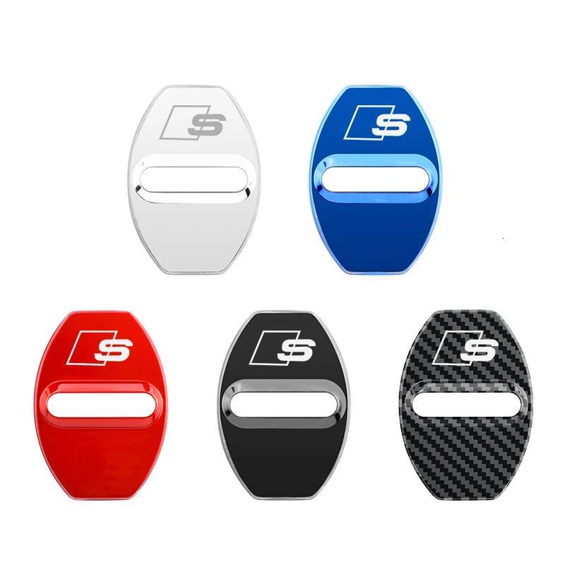 4Pcs Car Door Lock Cover Protector Case Trim for Audi A3 A4 A5 A6 A7 Q3 Q5 Q7 TT S4 S5 RS3 RS4 RS5 etc