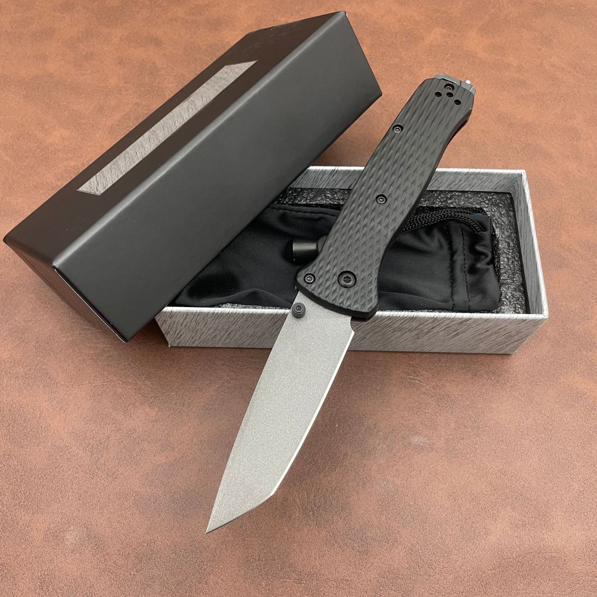 BM 537 Folding Pocket Knife Drop Point Flat Blade Nylon Fiber Handle Hunting Camping Tactical Combat Self-Defense Multi-Function