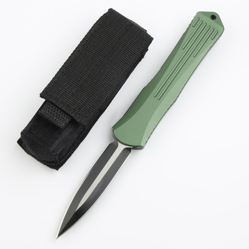 High-hardness outdoor folding knife with green handle, made of aviation aluminum, D2 blade wilderness survival, sharp portable, suitable for camping a