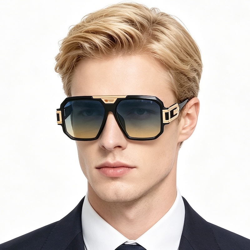 Cross-Border Export New Modern Retro Large Frame Men's Sunglasses Ins Style Street Style Big Brand Ink Steampunk Oversized Pilot UV Protection CB